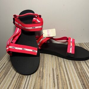 PINK Victoria's Secret Neon Pink Strap Sandals